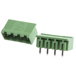 10 pcs - RS PRO 5.08mm Pitch 4 Way Right Angle Pluggable Terminal Block, Header, Through Hole, Solder Termination