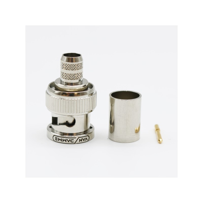 1 pcs - Van Damme Cable Mount BNC Connector, Crimp Termination, Straight Body
