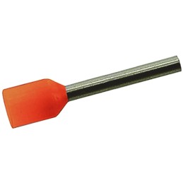 100 pcs - JST, FWE Insulated Crimp Bootlace Ferrule, 10mm Pin Length, 2.8mm Pin Diameter, 4mm² Wire Size, Orange