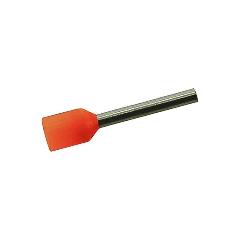 100 pcs - JST, FWE Insulated Crimp Bootlace Ferrule, 10mm Pin Length, 2.8mm Pin Diameter, 4mm² Wire Size, Orange