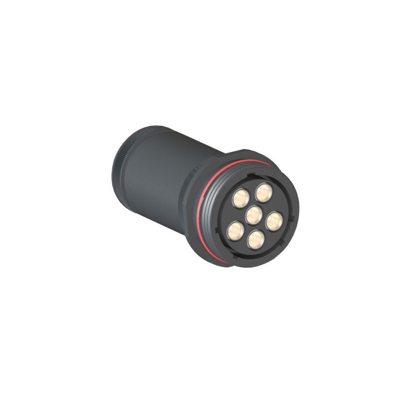 1 pcs - Bulgin Circular Connector, 6 Contacts, Cable Mount, Socket, Female, IP68, Buccaneer 9000 High Power Series