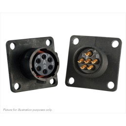 1 pcs - Souriau Circular Connector, 6 Contacts, Flange Mount, Plug, Female, IP68, IP69K, UTS Series