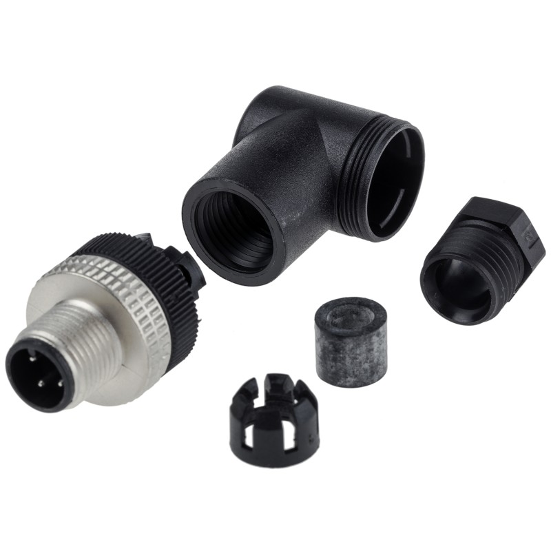 1 pcs - Telemecanique Sensors Circular Connector, 4 Contacts, Cable Mount, M12 Connector, Plug, Male, IP67, XZCC Series