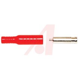 1 pcs - Mueller Electric Red Female Banana Socket, 4 mm Connector, Crimp, Solder Termination, 15A, 5000V dc, Nickel Plating