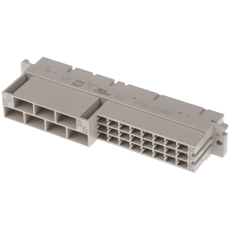 1 pcs - HARTING 09 06 24 + 7 Way 3.81 mm, 5.08 mm, 6.5 mm, 10.16 mm Pitch, Type MH, 2/3 Row, Straight DIN 41612 Connector,