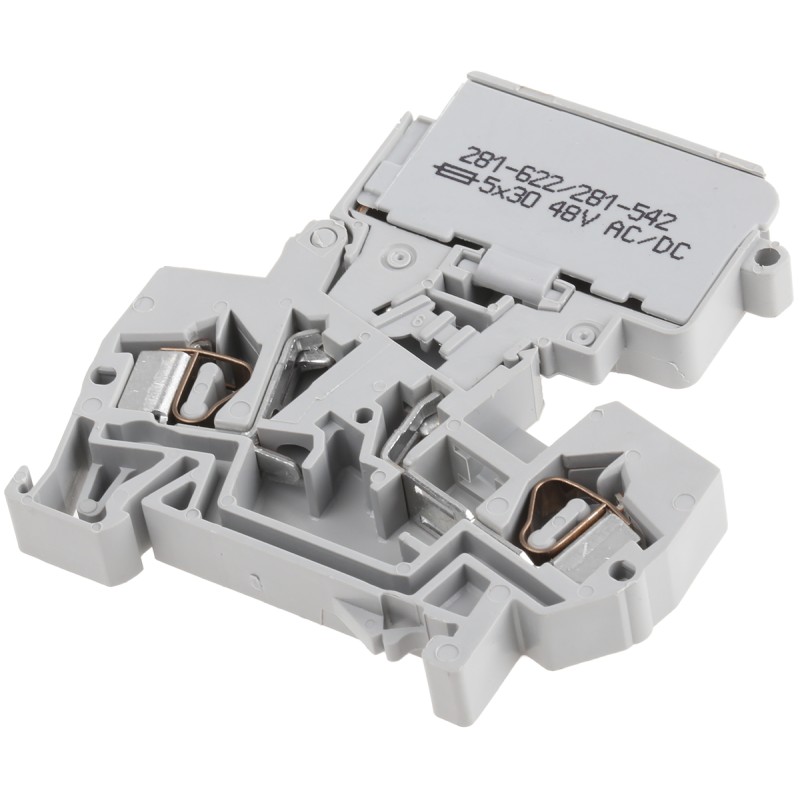 1 pcs - Wago 281 Series Grey Fuse Terminal Block, 4mm², Single-Level, Cage Clamp Termination, Fused