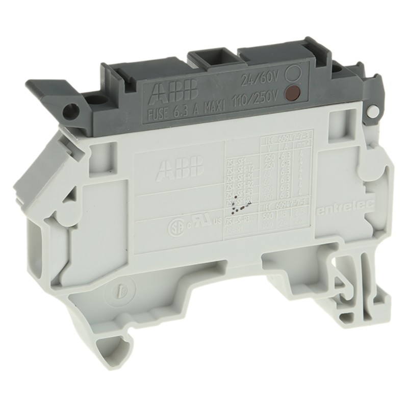 1 pcs - Entrelec SNK Series Grey Fused DIN Rail Terminal, 1.5mm², Screw Termination, Fused