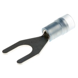 100 pcs - RS PRO Insulated Crimp Spade Connector, 1.5mm² to 2.5mm², 16AWG to 14AWG, M6 (1/4) Stud Size Nylon, Blue