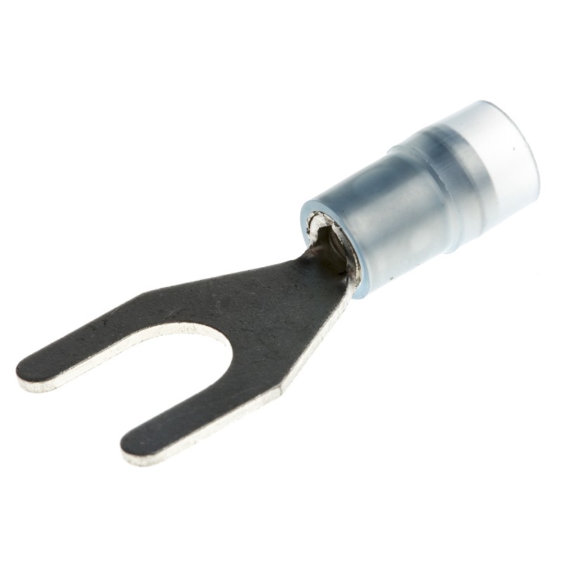 100 pcs - RS PRO Insulated Crimp Spade Connector, 1.5mm² to 2.5mm², 16AWG to 14AWG, M6 (1/4) Stud Size Nylon, Blue