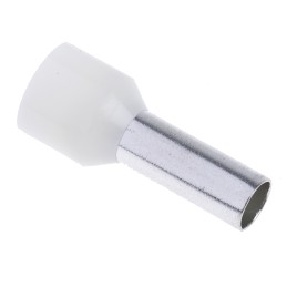 100 pcs - RS PRO Insulated Crimp Bootlace Ferrule, 12mm Pin Length, 4.9mm Pin Diameter, 10mm² Wire Size, Ivory