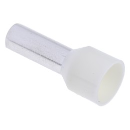 100 pcs - RS PRO Insulated Crimp Bootlace Ferrule, 12mm Pin Length, 4.9mm Pin Diameter, 10mm² Wire Size, Ivory
