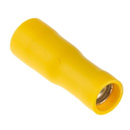 100 pcs - RS PRO Insulated Female Crimp Bullet Connector, 2.5mm² to 6mm², 12AWG to 10AWG, 5mm Bullet diameter, Yellow
