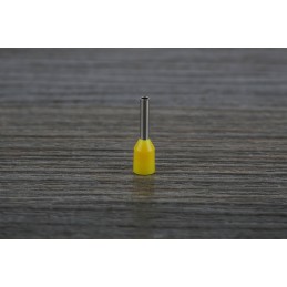 100 pcs - RS PRO Insulated Crimp Bootlace Ferrule, 8mm Pin Length, 1.7mm Pin Diameter, 1mm² Wire Size, Yellow