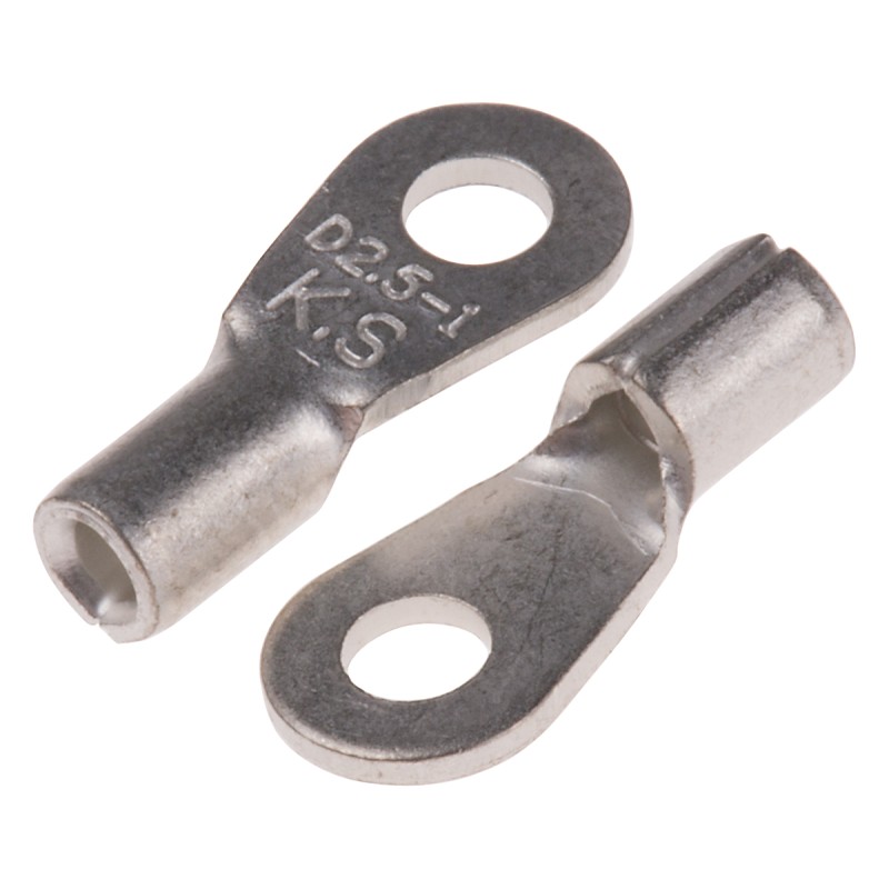 100 pcs - RS PRO Uninsulated Ring Terminal, 3 Stud Size, 0.5mm² to 1.5mm² Wire Size