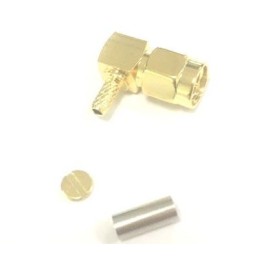 1 pcs - RS PRO, Plug Cable Mount SMA Connector, 50Ω, Crimp, Solder Termination, Right Angle Body