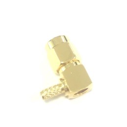 1 pcs - RS PRO, Plug Cable Mount SMA Connector, 50Ω, Crimp, Solder Termination, Right Angle Body