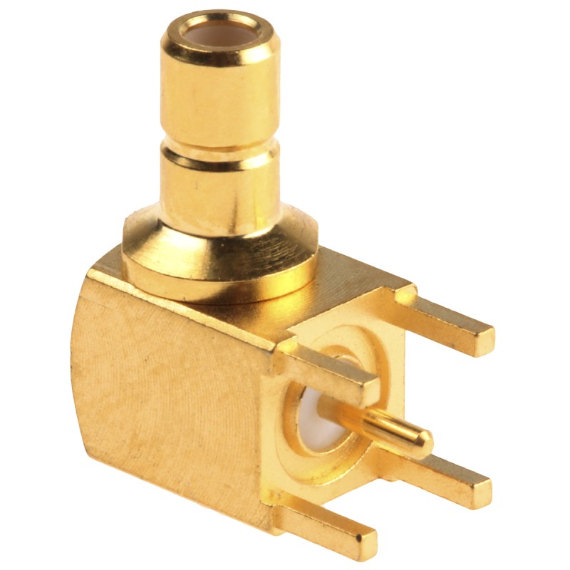 1 pcs - Telegartner, Plug Through Hole SMB Connector, 50Ω, Solder Termination, Right Angle Body