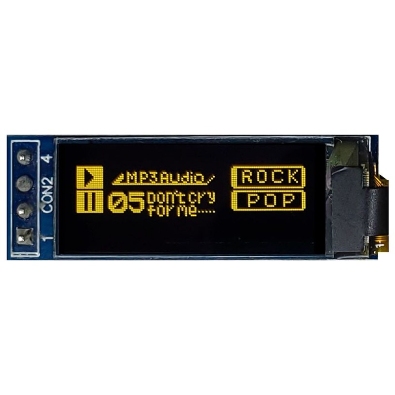 1 pcs - Midas 0.91in Yellow Passive matrix OLED Display 128 x 32pixels COB I2C Interface