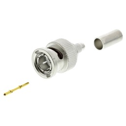 1 pcs - Telegartner, Plug Cable Mount BNC Connector, 75Ω, Crimp Termination, Straight Body