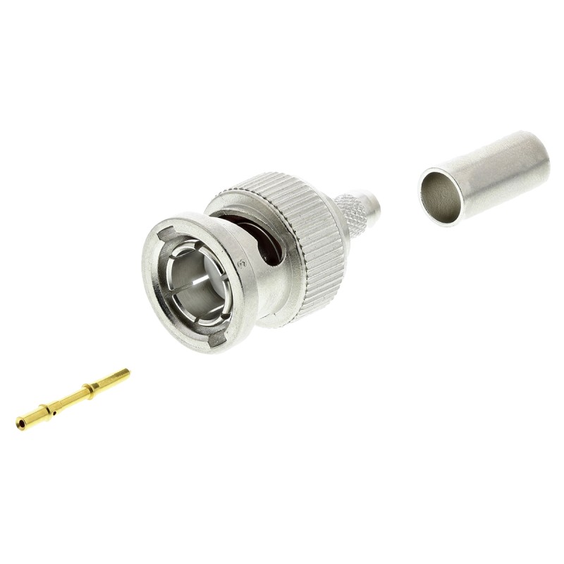 1 pcs - Telegartner, Plug Cable Mount BNC Connector, 75Ω, Crimp Termination, Straight Body