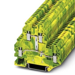 1 pcs - Phoenix Contact UTTB 2.5-PE Series Green, Yellow DIN Rail Terminal Block, 2.5mm², Double-Level, Screw Termination,
