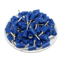 100 pcs - RS PRO Insulated Crimp Pin Connector, 1.5mm² to 2.5mm², 16AWG to 14AWG, 1.9mm Pin Diameter, 9mm Pin Length, Blue