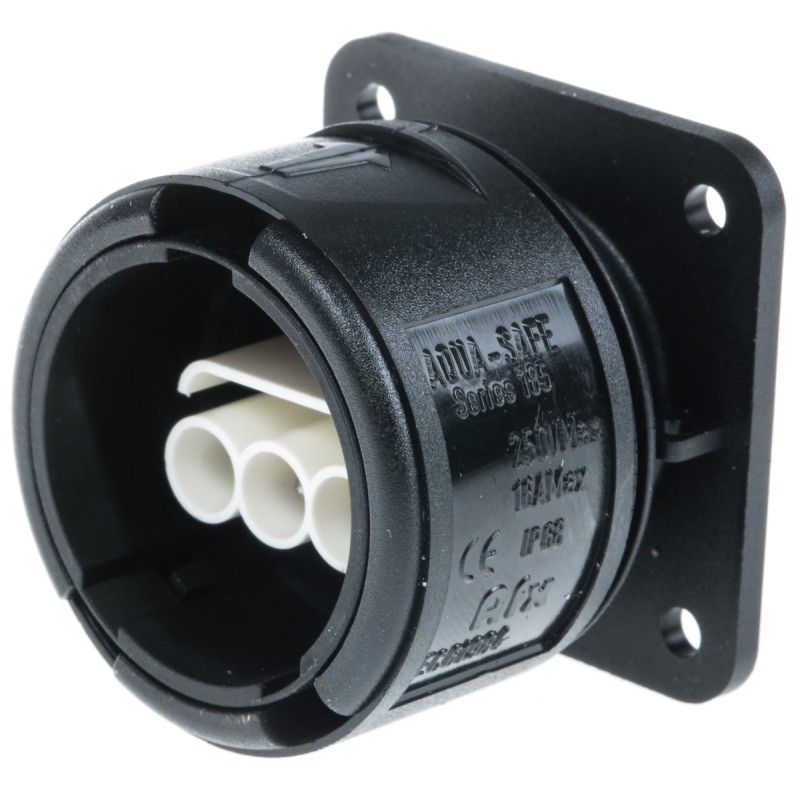 1 pcs - 3 Pole IP68 Rating Panel Mount Female IEC Connector Rated At 16A