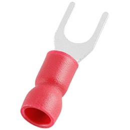 100 pcs - RS PRO Insulated Crimp Spade Connector, 0.5mm² to 1.5mm², 22AWG to 16AWG, M4.3 (8) Stud Size Vinyl, Red