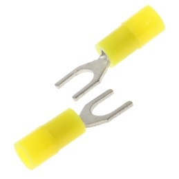 100 pcs - RS PRO Insulated Crimp Spade Connector, 0.2mm² to 0.5mm², 26AWG to 22AWG, M3 Stud Size Nylon, Yellow