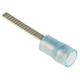 100 pcs - RS PRO Insulated Crimp Blade Terminal 18mm Blade Length, 1.5mm² to 2.5mm², 16AWG to 14AWG, Blue
