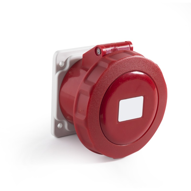 1 pcs - RS PRO IP67 Red Panel Mount 3P + E Industrial Power Socket, Rated At 16A, 380 - 415 V