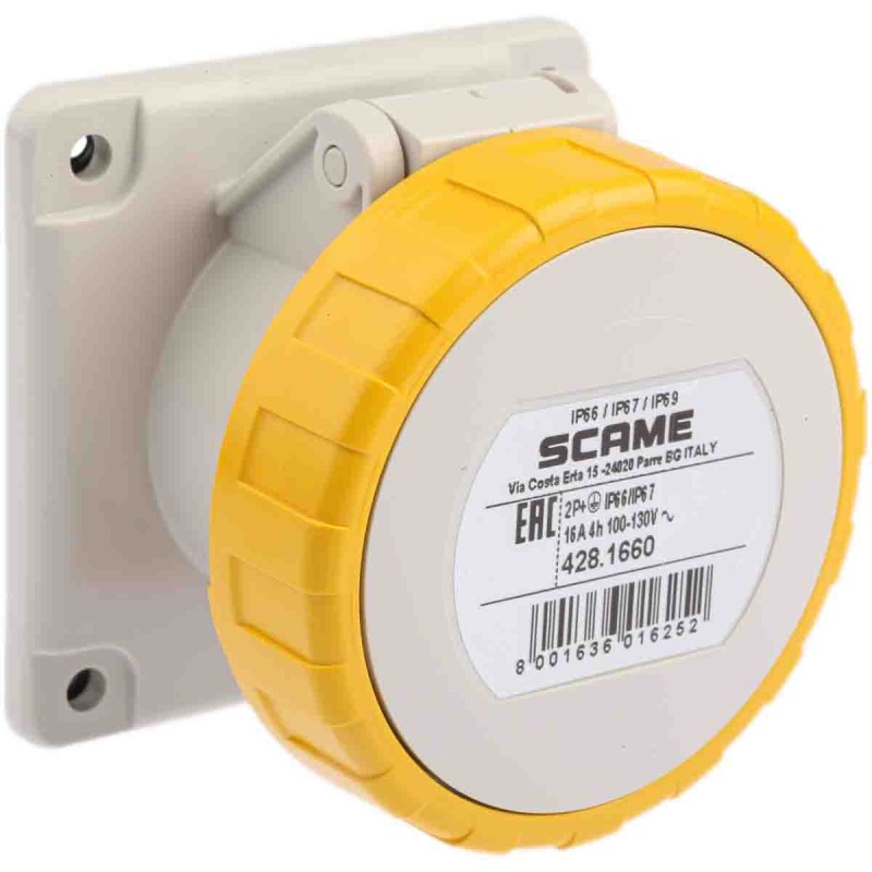 1 pcs - Scame Grey Socket, Rated At 16A, 100 - 130 V