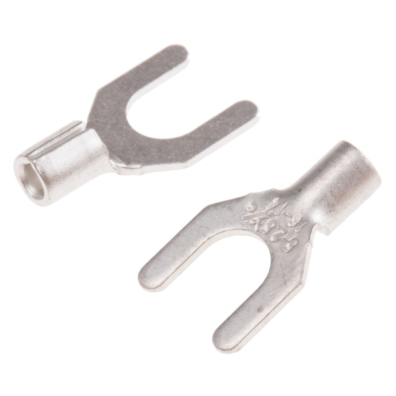 100 pcs - RS PRO Uninsulated Crimp Spade Connector, 1.5mm² to 2.5mm², 16AWG to 14AWG, M5 Stud Size