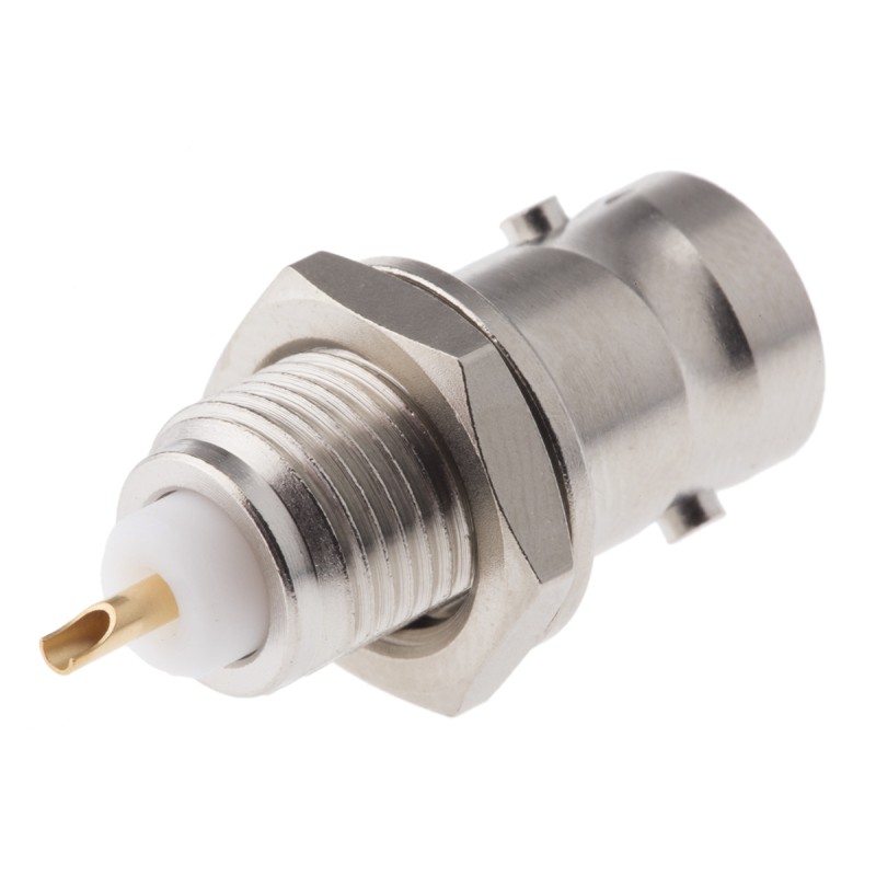 1 pcs - Radiall Straight 75Ω Panel Mount BNC Connector, jack, Nickel, Solder Termination
