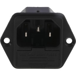 1 pcs - Bulgin C14 Panel Mount IEC Connector Male, 10A, 250 V, Fuse Size 5 x 20mm