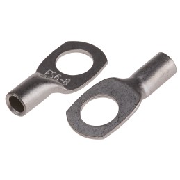 100 pcs - RS PRO Uninsulated Ring Terminal, 8mm Stud Size, 6mm² to 6mm² Wire Size