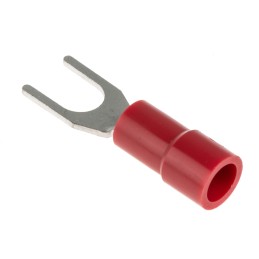 100 pcs - RS PRO Insulated Crimp Spade Connector, 0.5mm² to 1.5mm², 22AWG to 16AWG, 4.3mm Stud Size Vinyl, Red