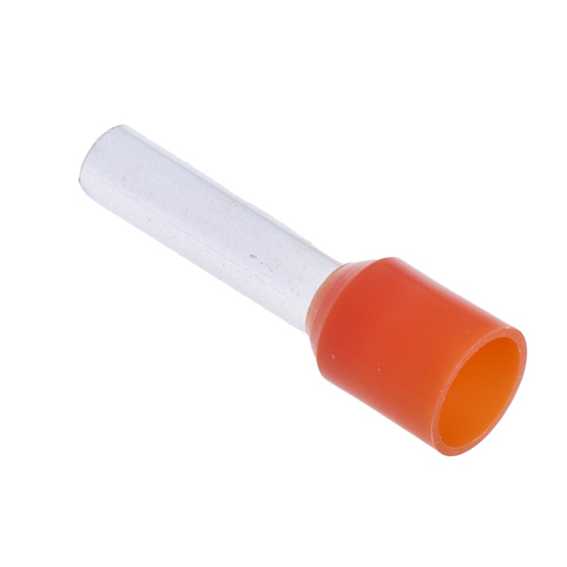 100 pcs - RS PRO Insulated Crimp Bootlace Ferrule, 12mm Pin Length, 3.2mm Pin Diameter, 4mm² Wire Size, Orange