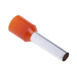 100 pcs - RS PRO Insulated Crimp Bootlace Ferrule, 12mm Pin Length, 3.2mm Pin Diameter, 4mm² Wire Size, Orange