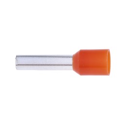100 pcs - RS PRO Insulated Crimp Bootlace Ferrule, 12mm Pin Length, 3.2mm Pin Diameter, 4mm² Wire Size, Orange