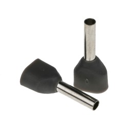 100 pcs - RS PRO Insulated Crimp Bootlace Ferrule, 8mm Pin Length, 1.8mm Pin Diameter, 2 x 0.75mm² Wire Size, Grey