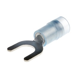 100 pcs - RS PRO Insulated Crimp Spade Connector, 1.5mm² to 2.5mm², 16AWG to 14AWG, M5 (10) Stud Size Nylon, Blue