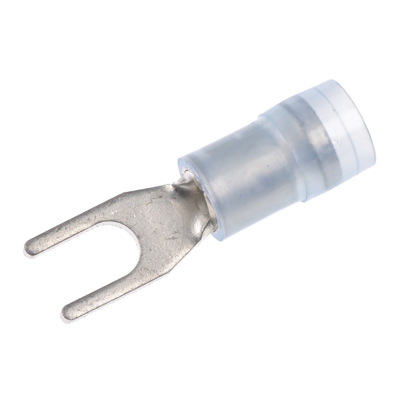 100 pcs - RS PRO Insulated Crimp Spade Connector, 1.5mm² to 2.5mm², 16AWG to 14AWG, M3.5 (6) Stud Size Nylon, Blue