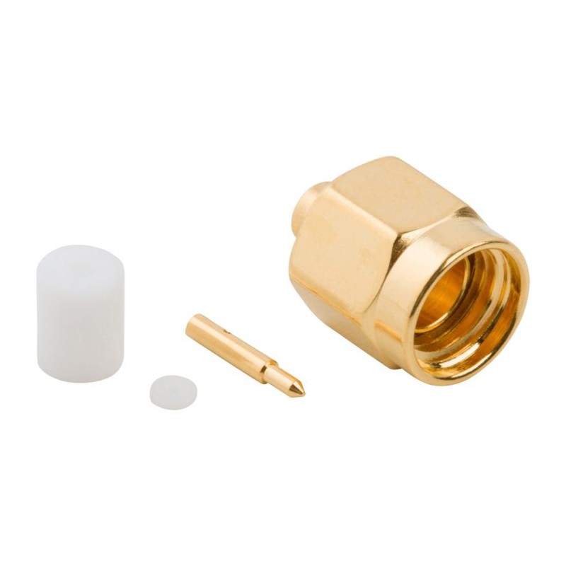 1 pcs - Amphenol RF Plug Cable Mount SMA Connector, Solder Termination, Straight Body