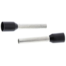100 pcs - TE Connectivity Insulated Crimp Bootlace Ferrule, 12mm Pin Length, 1.7mm Pin Diameter, 1.5mm² Wire Size, Black
