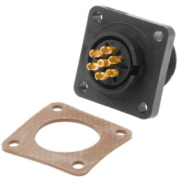 1 pcs - Hirschmann, CM 7 Way Panel Mount MIL Spec Circular Connector Plug, Socket Contacts,Shell Size 14, Screw Coupling,