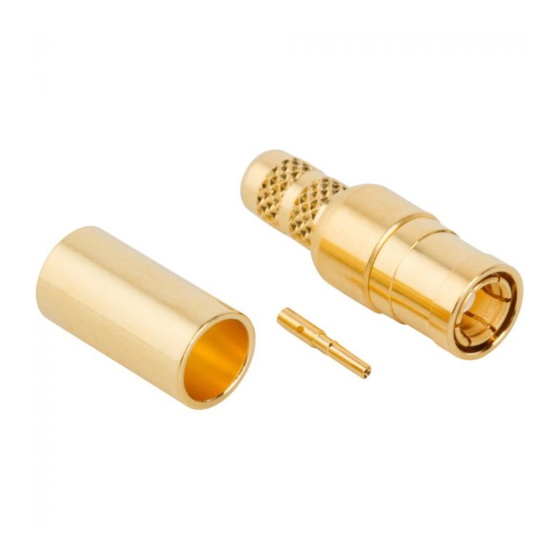 1 pcs - Amphenol RF Plug Cable Mount SMB Connector, Crimp Termination, Straight Body