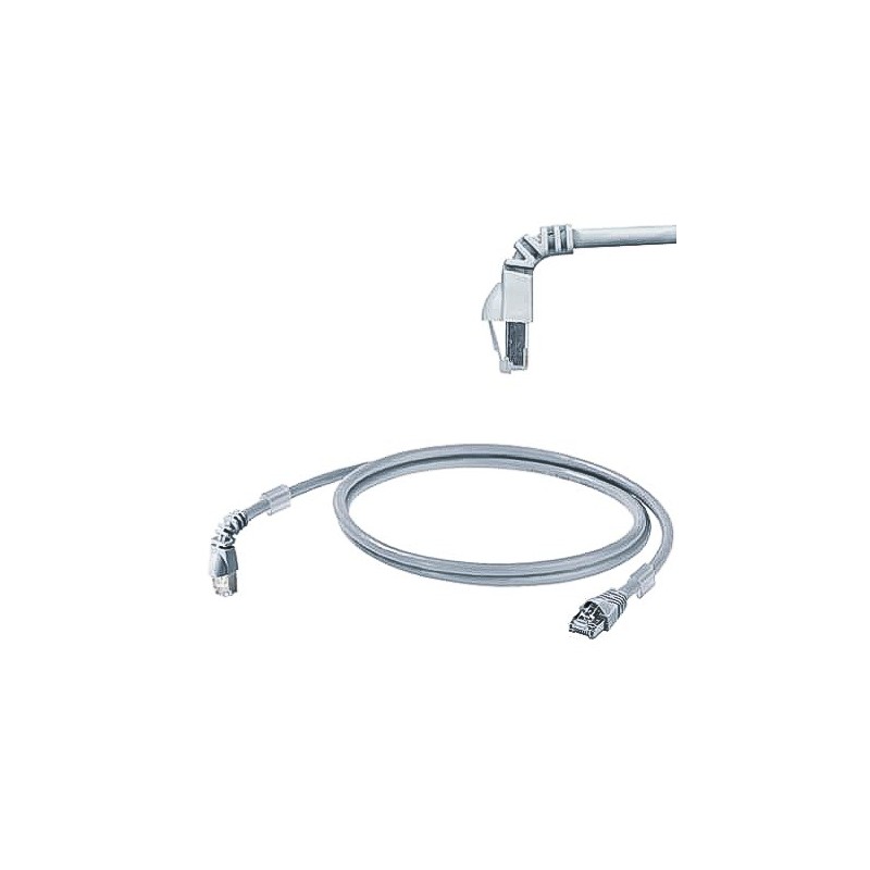 1 pcs - Weidmuller Cat6 Right Angle Male RJ45 to Straight Male RJ45 Ethernet Cable, S/FTP, Grey LSZH Sheath, 5m