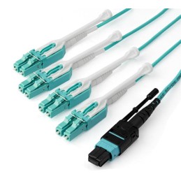 1 pcs - Startech MPO to LC Multi Mode OM3 Fibre Optic Cable, 50/125μm, Aqua, 3m