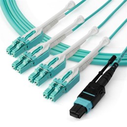 1 pcs - Startech MPO to LC Multi Mode OM3 Fibre Optic Cable, 50/125μm, Aqua, 3m